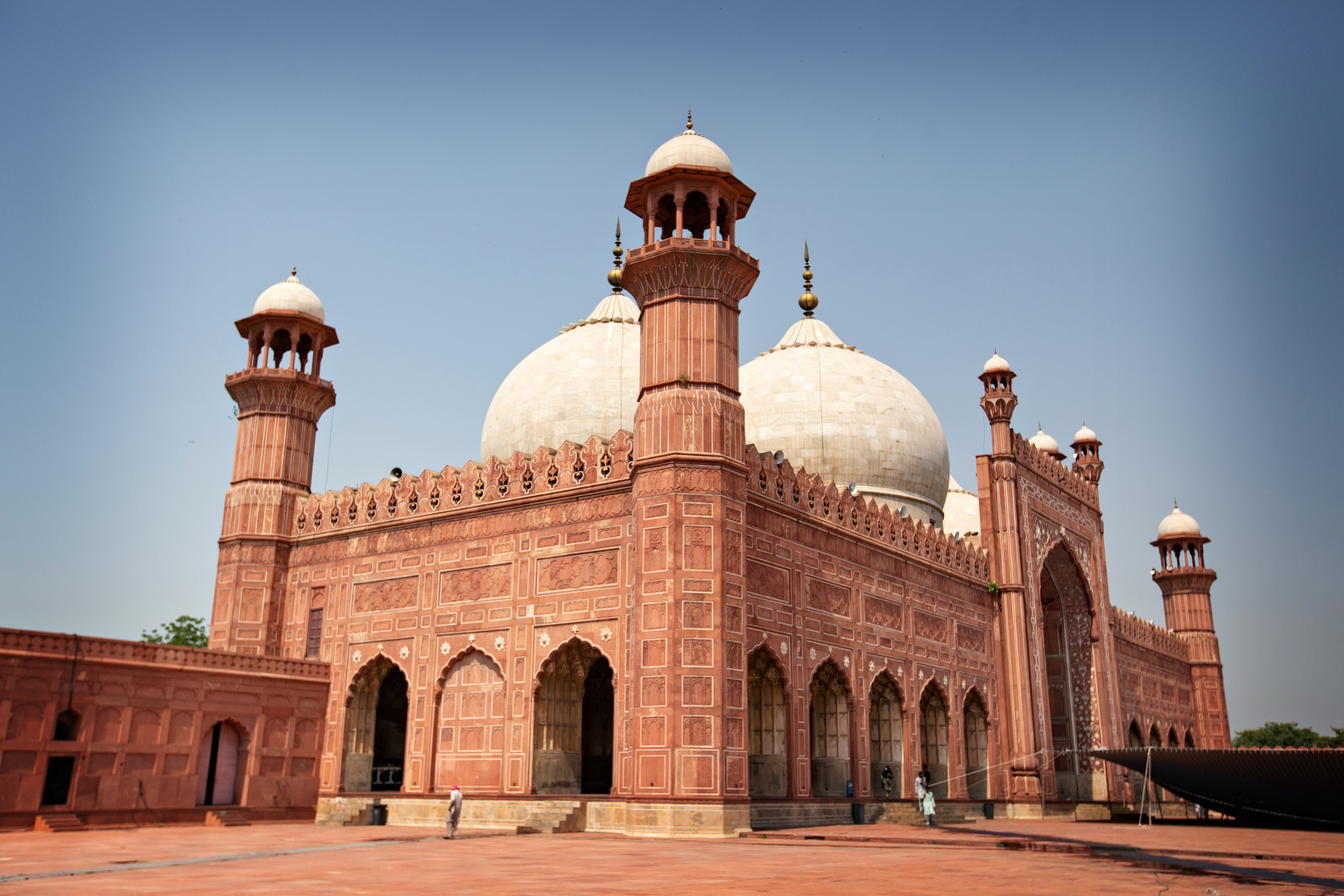Badshahi Mosque at sunset with dramatic sky